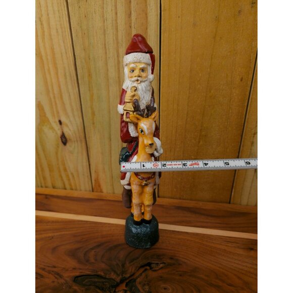 Vintage Old World Santa Claus Candlestick Holder Riding Reindeer Ceramic Figurin - Picture 10 of 14